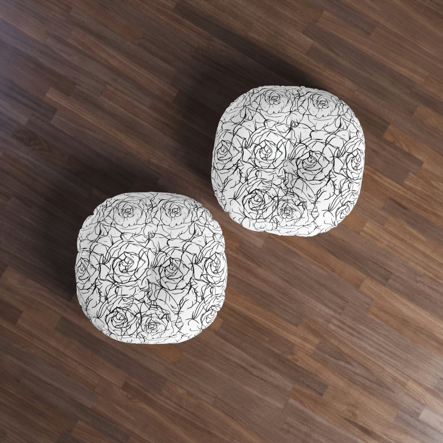 AV Print Three Tufted Floor Pillow, Round