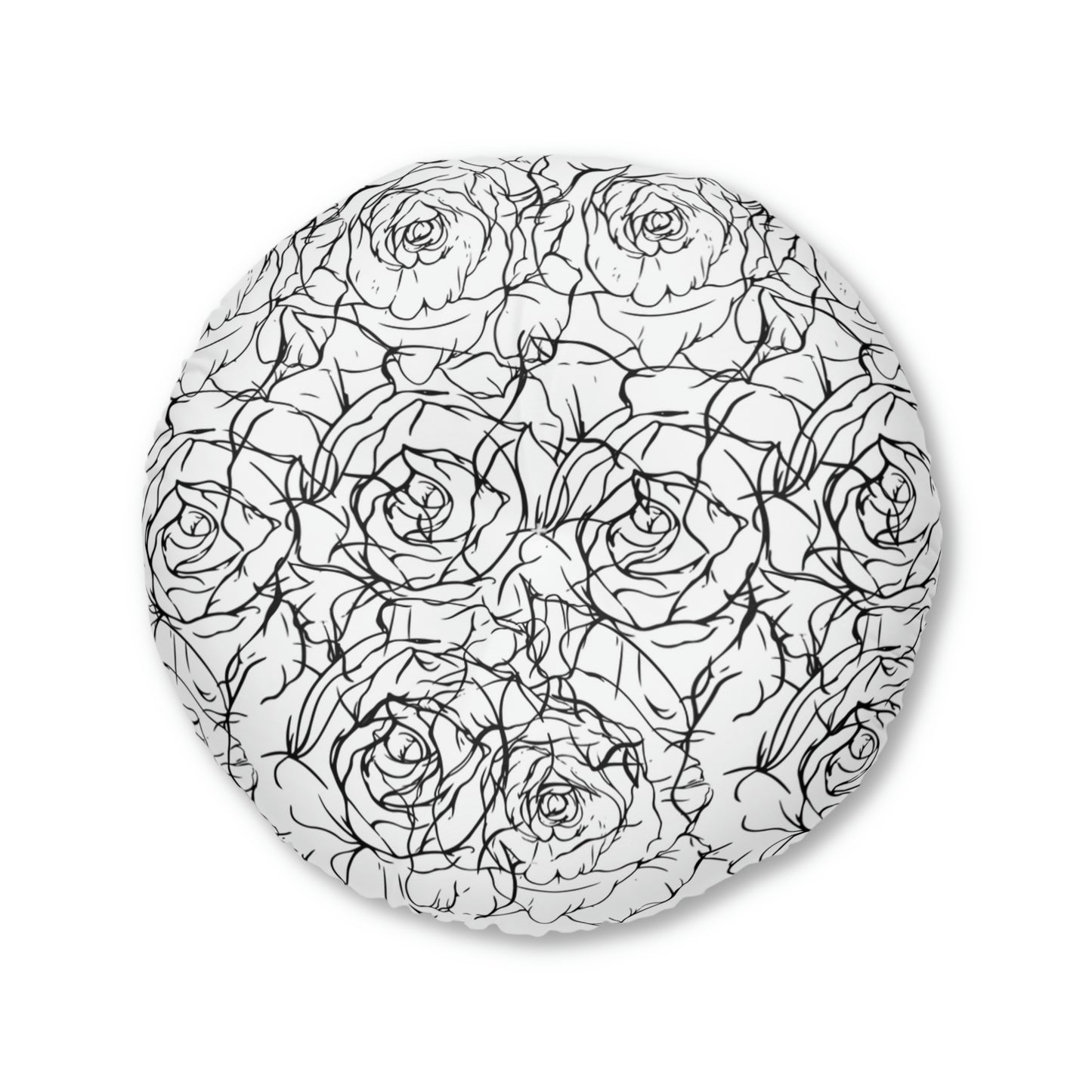 AV Print Three Tufted Floor Pillow, Round