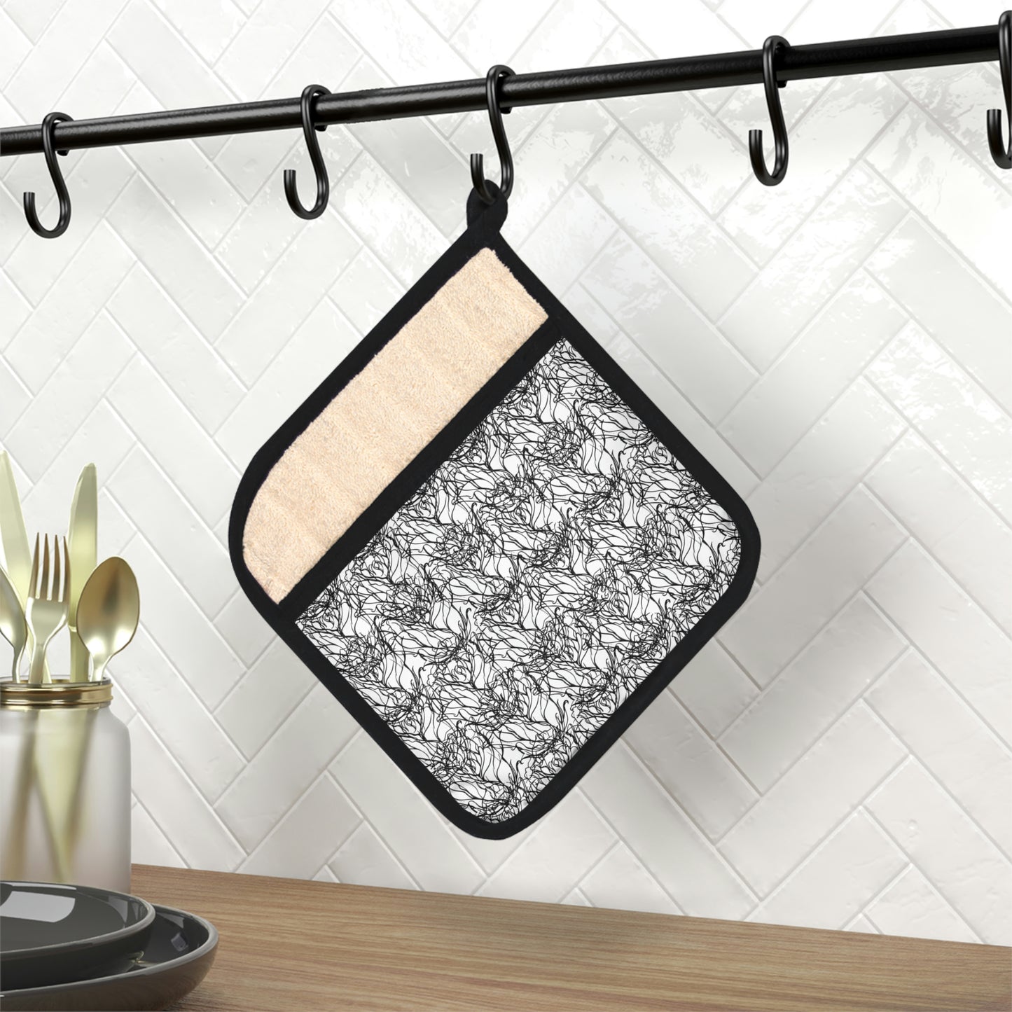 AV Print Five Pot Holder with Pocket