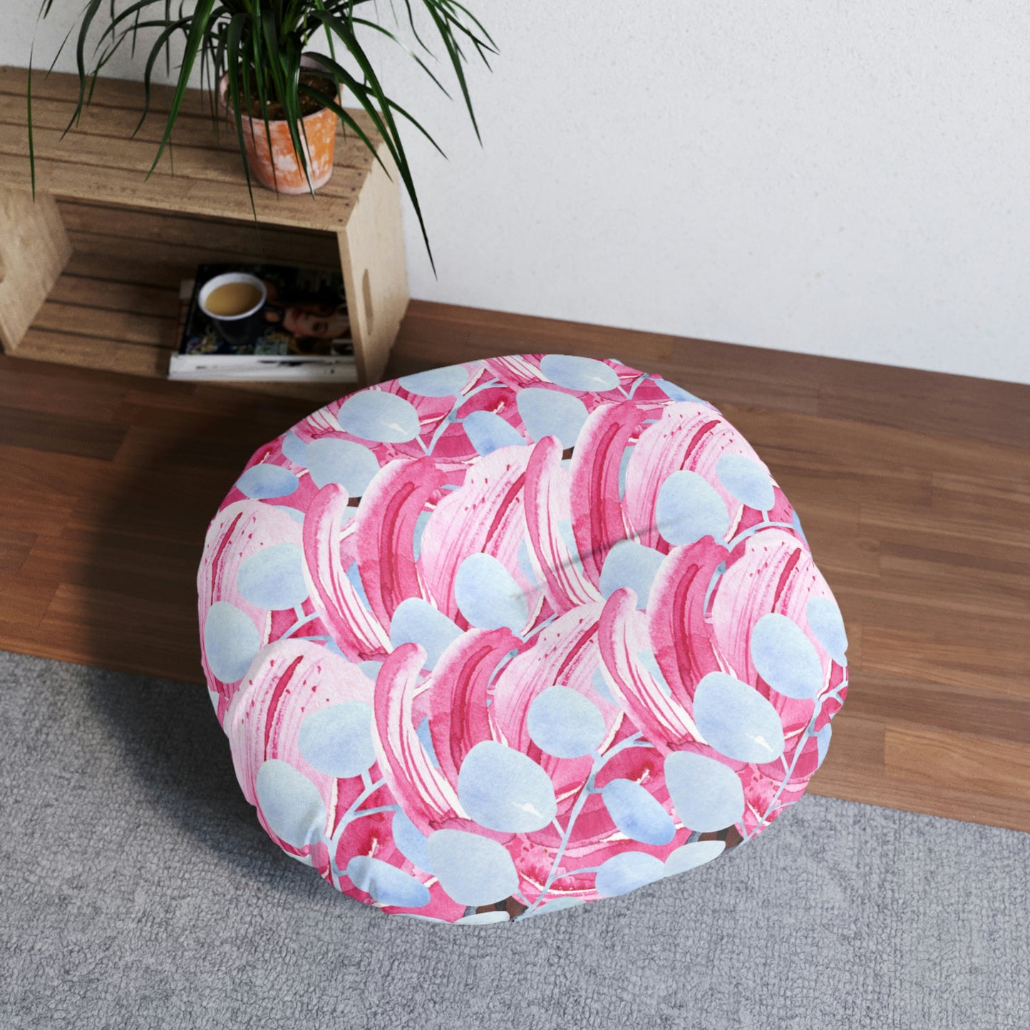 AV Print Four Tufted Floor Pillow, Round