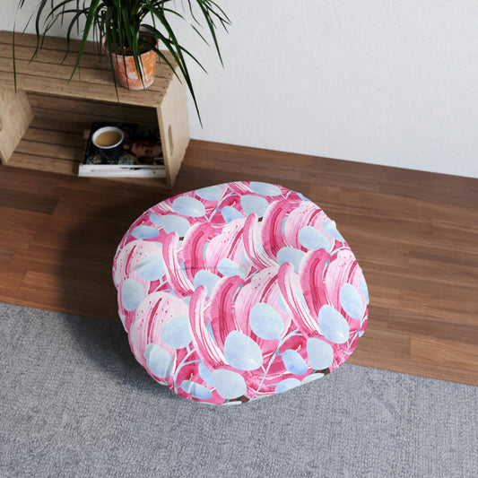 AV Print Four Tufted Floor Pillow, Round