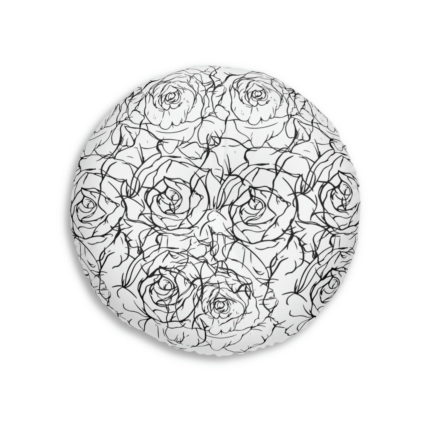 AV Print Three Tufted Floor Pillow, Round