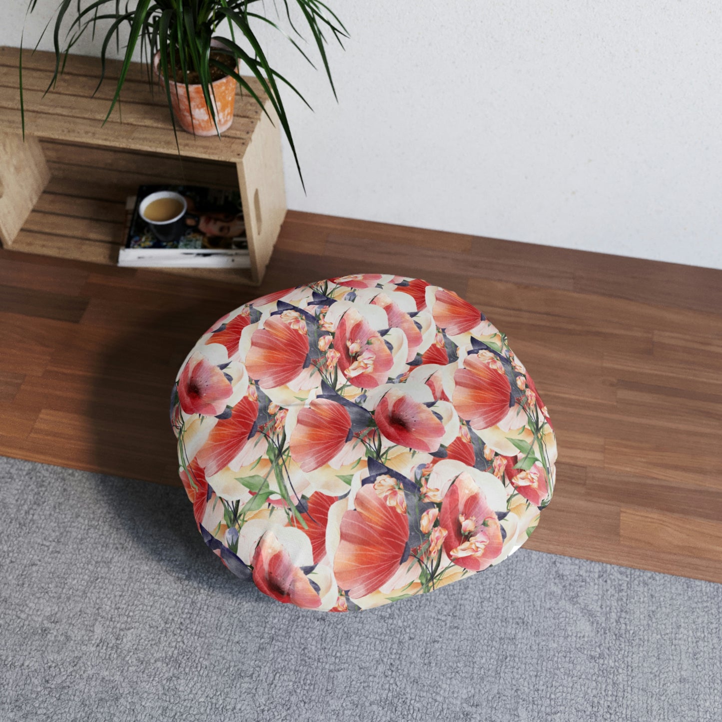 AV Print One Tufted Floor Pillow, Round