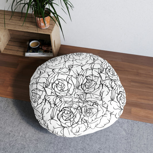 AV Print Three Tufted Floor Pillow, Round