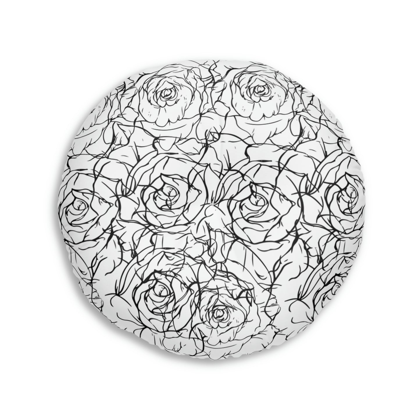 AV Print Three Tufted Floor Pillow, Round