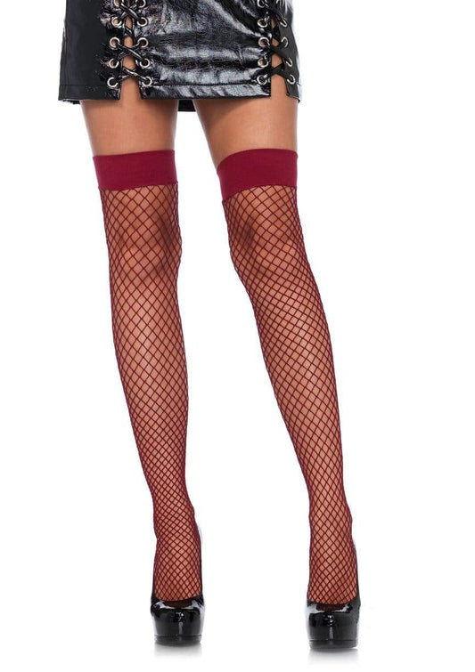 Fishnet Thigh Highs - One Size - Burgandy LA-9036BUR