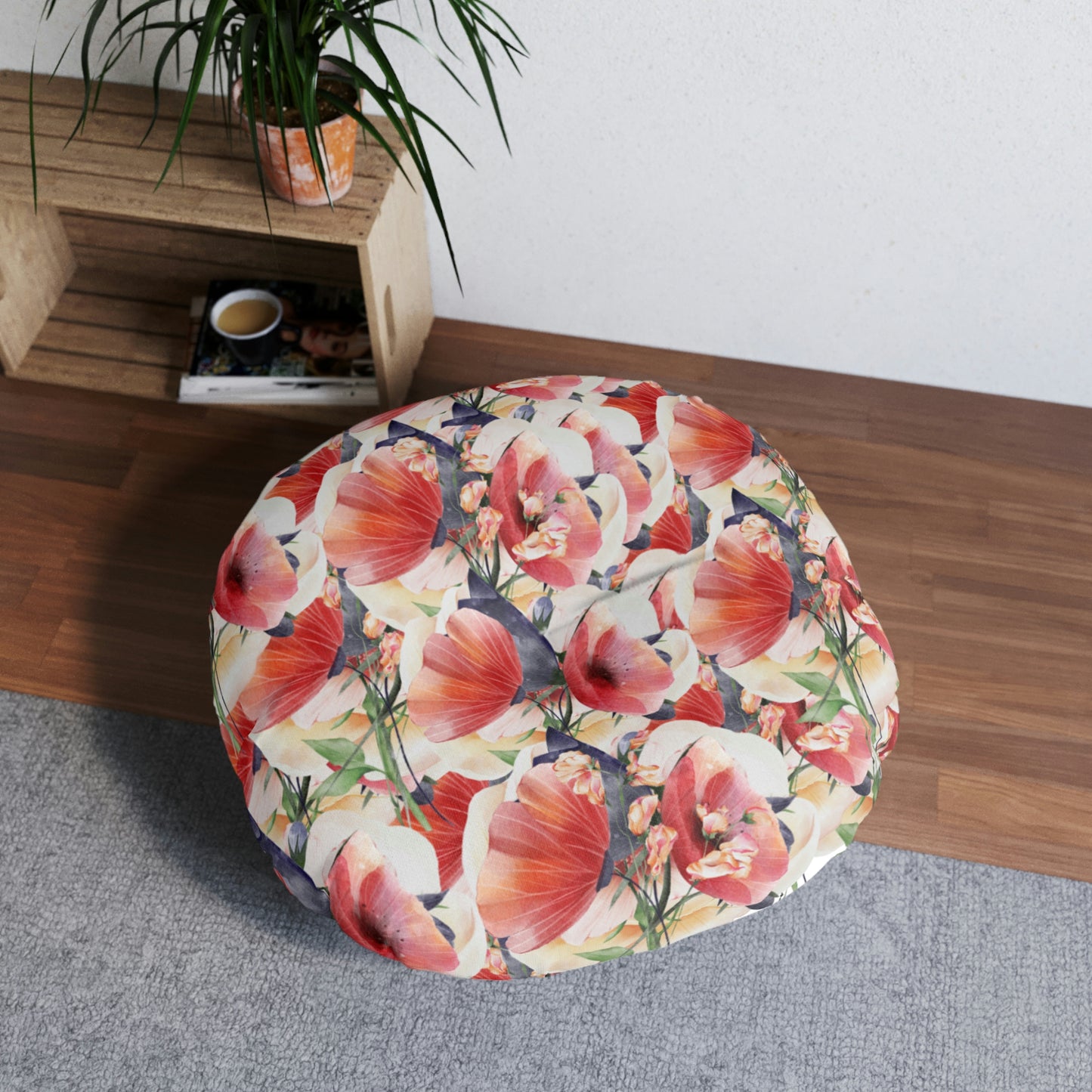 AV Print One Tufted Floor Pillow, Round