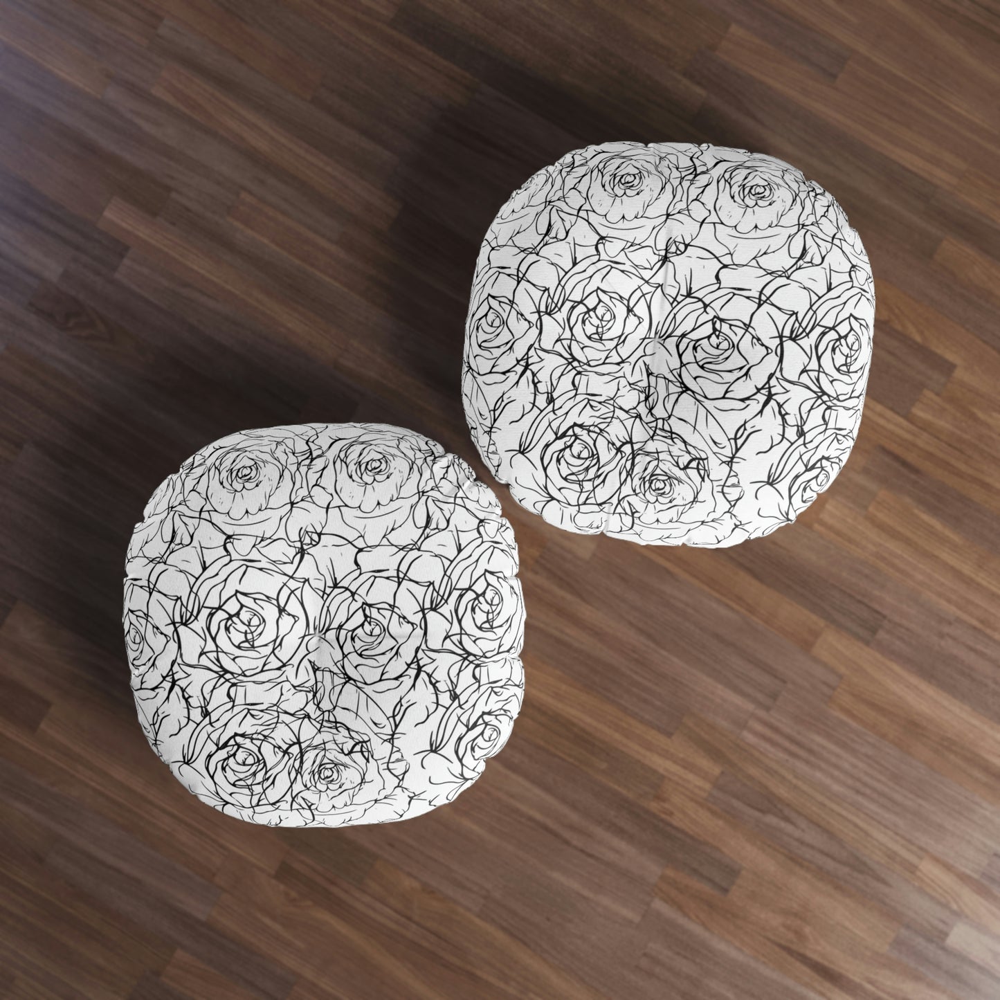 AV Print Three Tufted Floor Pillow, Round