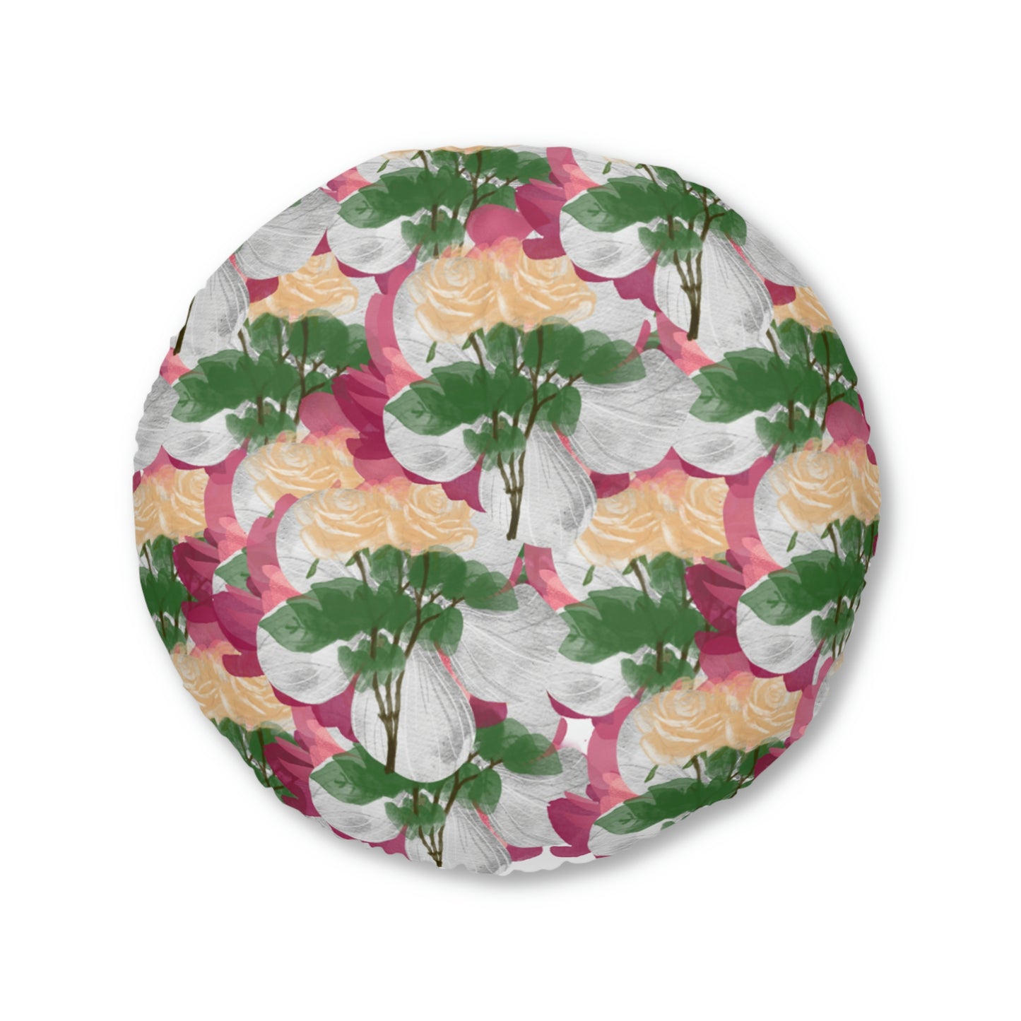 AV Print Two Tufted Floor Pillow, Round