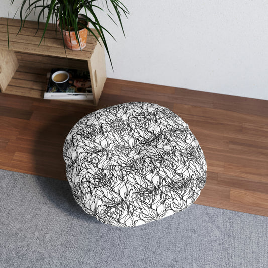 AV Print Five Tufted Floor Pillow, Round