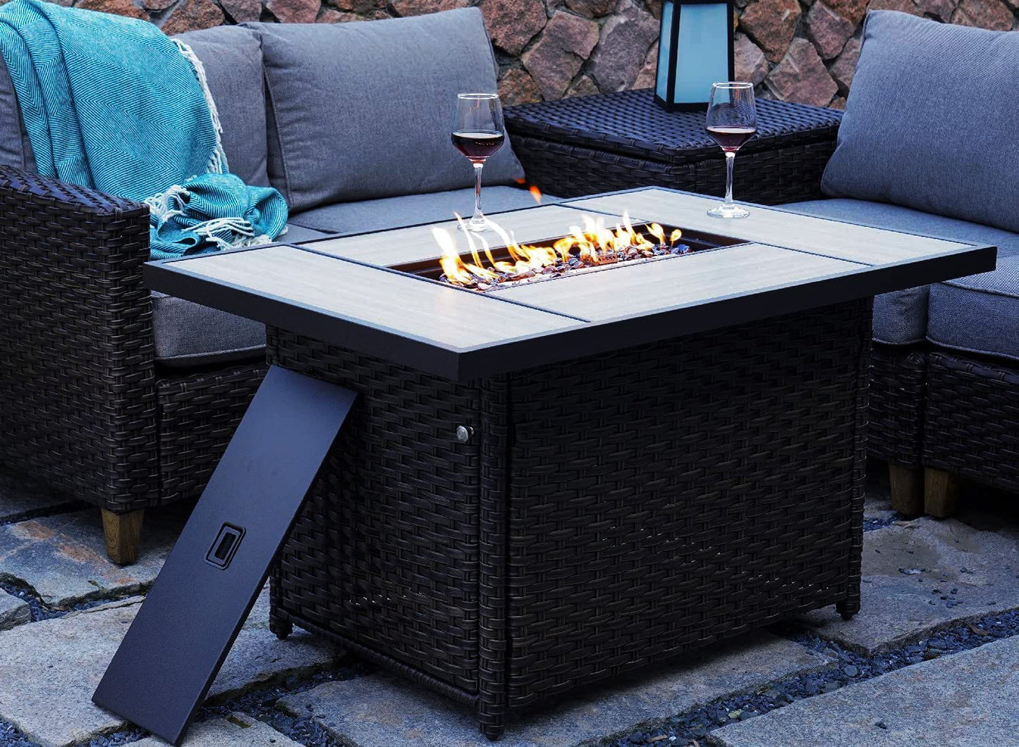 43 Inch Outdoor Gas Fire Pit Table 50,000 BTU Patio Propane Fire Pit Table